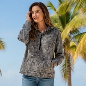 Kyodan Outdoor Womens XL Quarter Zip Pullover Sweatshirt Gray Abstract Print
